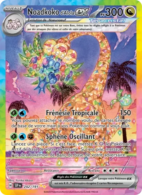 Carte Pokémon Noadkoko d’Alola-ex 242/191, extension Étincelles Déferlantes