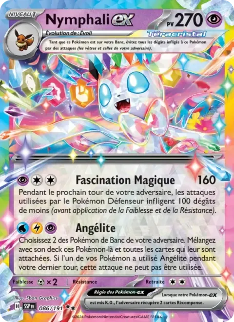 Carte Pokémon Nymphali-ex 086/191, extension Étincelles Déferlantes
