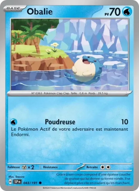 Carte Pokémon Obalie 043/191, extension Étincelles Déferlantes