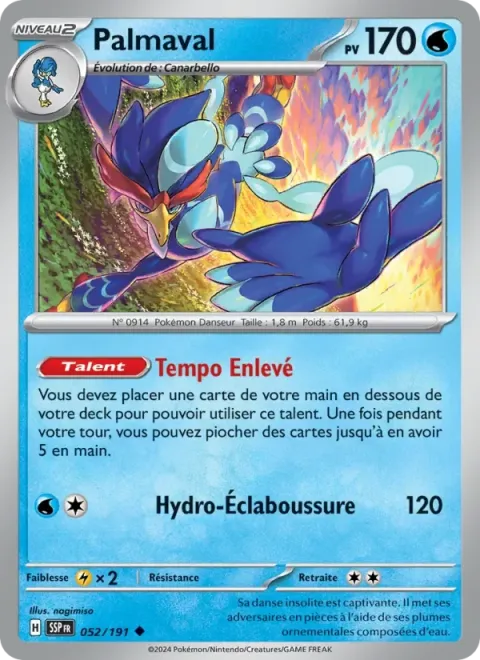 Carte Pokémon Palmaval 052/191, extension Étincelles Déferlantes