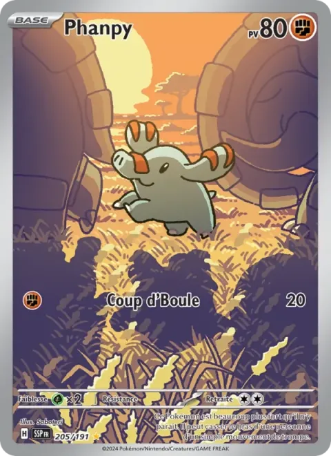 Carte Pokémon Phanpy 205/191, extension Étincelles Déferlantes