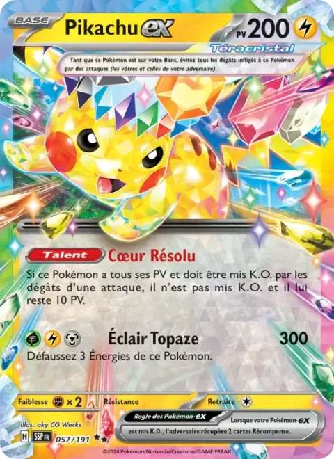 Carte Pokémon Pikachu-ex 057/191, extension Étincelles Déferlantes