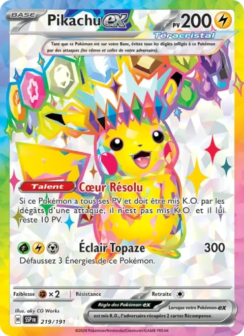 Carte Pokémon Pikachu-ex 219/191, extension Étincelles Déferlantes