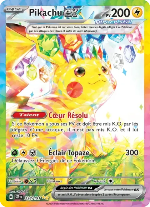 Carte Pokémon Pikachu-ex 238/191, extension Étincelles Déferlantes