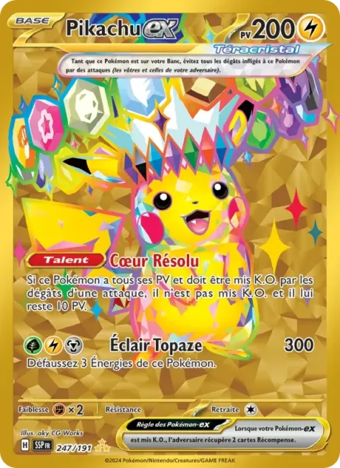 Carte Pokémon Pikachu-ex 247/191, extension Étincelles Déferlantes