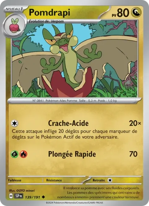 Carte Pokémon Pomdrapi 139/191, extension Étincelles Déferlantes