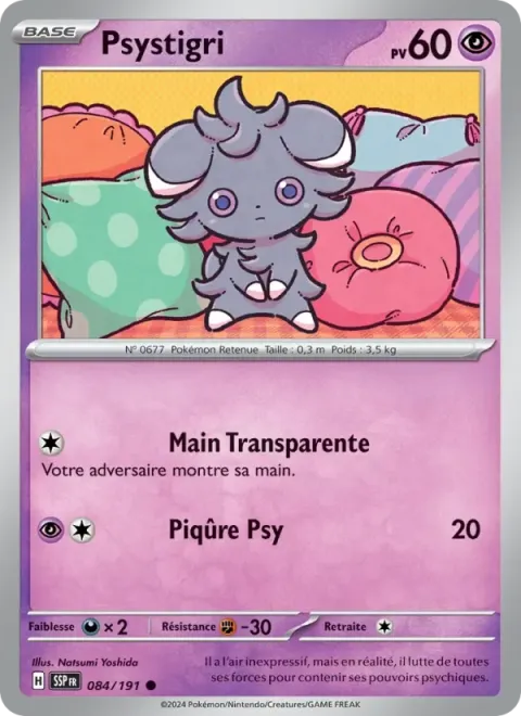 Carte Pokémon Psystigri 084/191, extension Étincelles Déferlantes