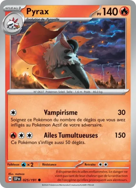 Carte Pokémon Pyrax 025/191, extension Étincelles Déferlantes