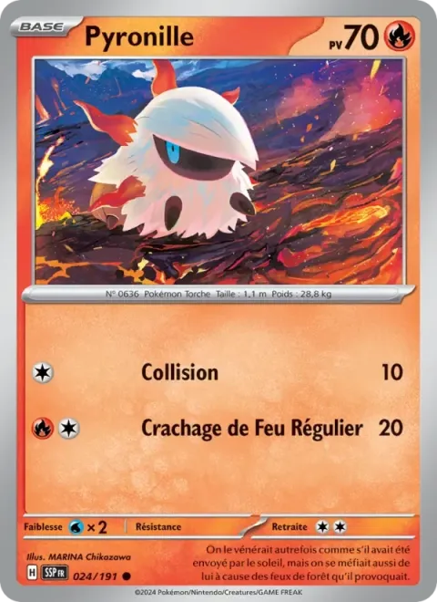 Carte Pokémon Pyronille 024/191, extension Étincelles Déferlantes