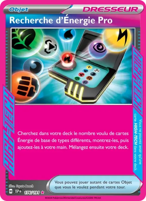 Carte Pokémon Recherche d’Énergie Pro 176/191, extension Étincelles Déferlantes
