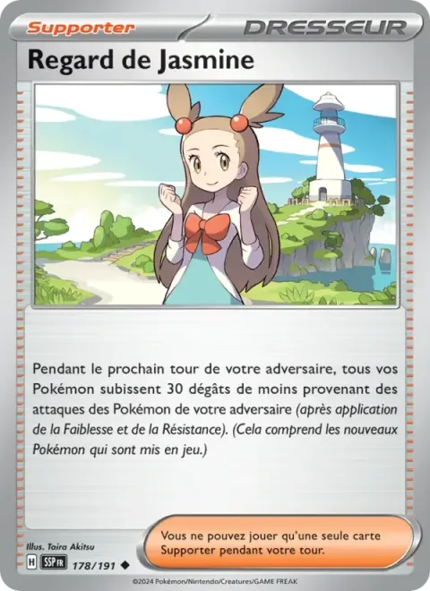 Carte Pokémon Regard de Jasmine 178/191, extension Étincelles Déferlantes