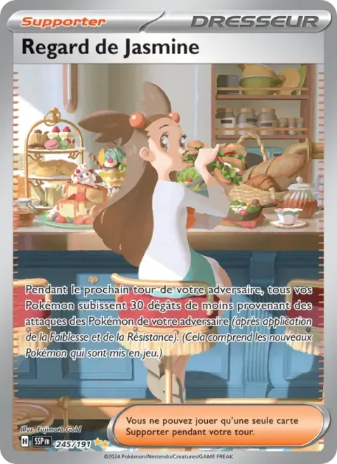 Carte Pokémon Regard de Jasmine 245/191, extension Étincelles Déferlantes
