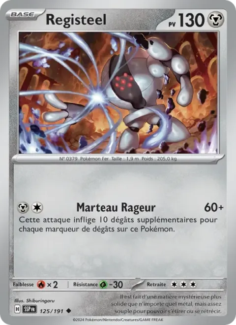 Carte Pokémon Registeel 125/191, extension Étincelles Déferlantes