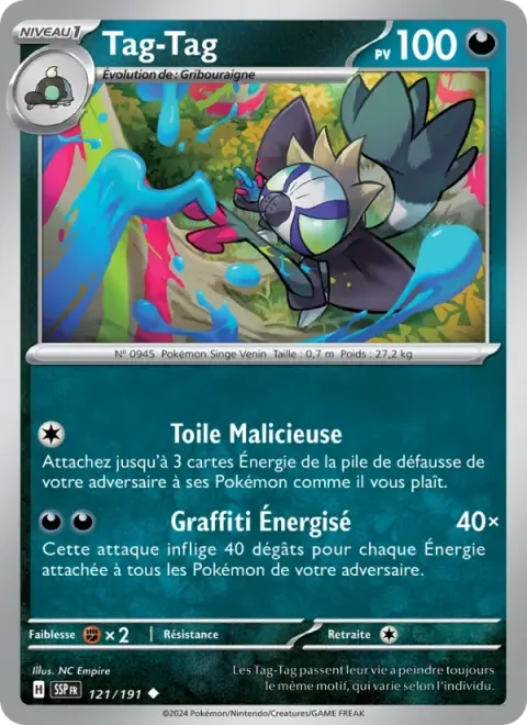 Carte Pokémon Tag-Tag 121/191, extension Étincelles Déferlantes
