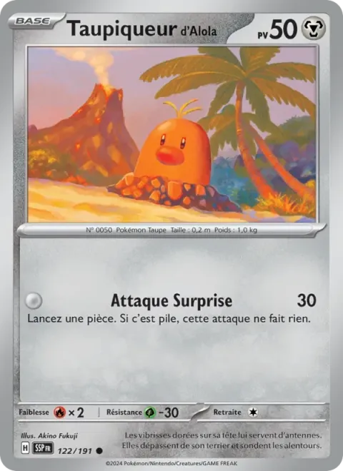 Carte Pokémon Taupiqueur d’Alola 122/191, extension Étincelles Déferlantes