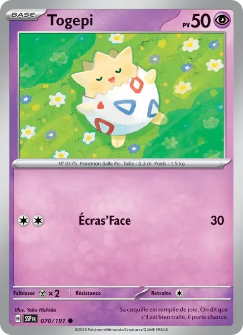 Carte Pokémon Togepi 070/191, extension Étincelles Déferlantes