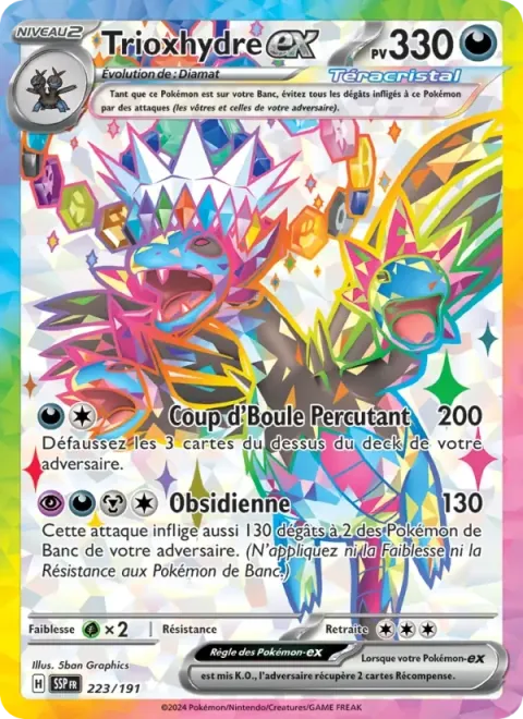Carte Pokémon Trioxhydre-ex 223/191, extension Étincelles Déferlantes