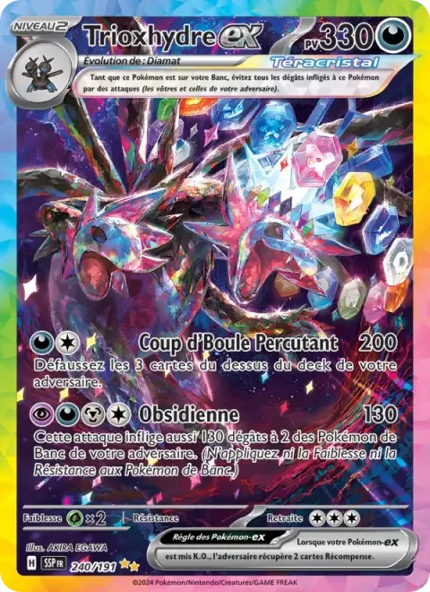 Carte Pokémon Trioxhydre-ex 240/191, extension Étincelles Déferlantes