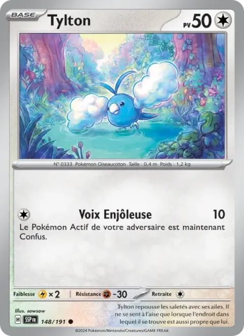 Carte Pokémon Tylton 148/191, extension Étincelles Déferlantes