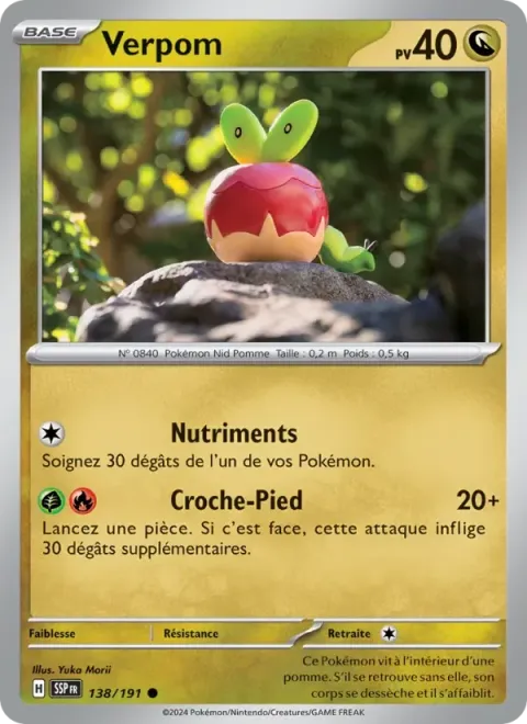 Carte Pokémon Verpom 138/191, extension Étincelles Déferlantes