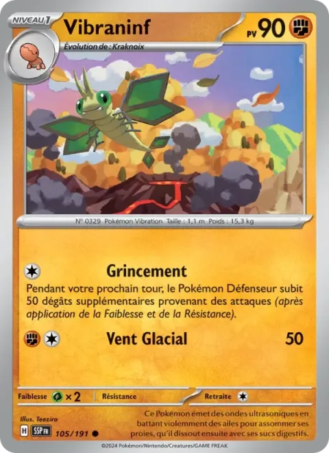 Carte Pokémon Vibraninf 105/191, extension Étincelles Déferlantes