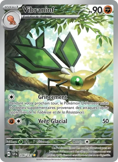 Carte Pokémon Vibraninf 206/191, extension Étincelles Déferlantes