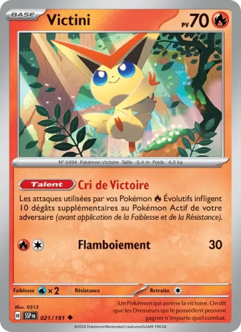 Carte Pokémon Victini 021/191, extension Étincelles Déferlantes