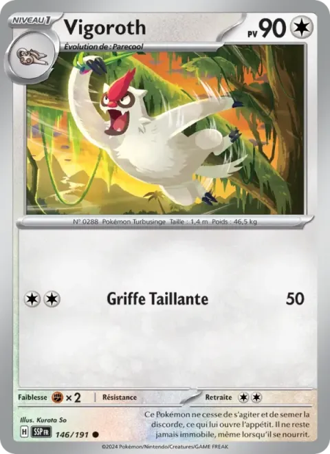 Carte Pokémon Vigoroth 146/191, extension Étincelles Déferlantes