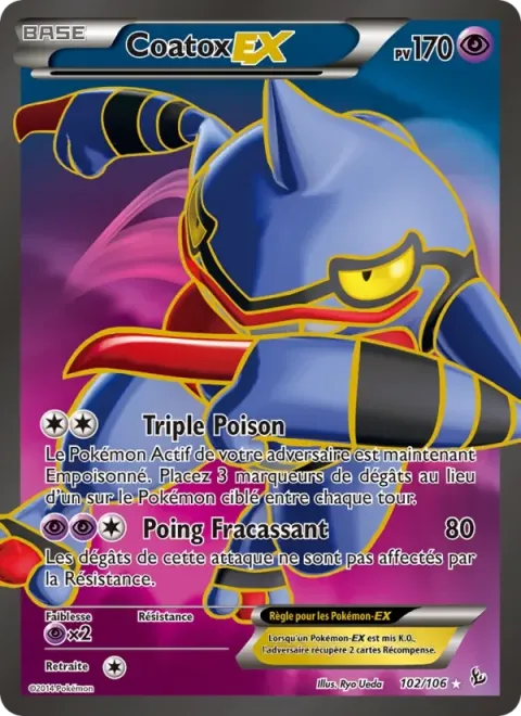 Carte Pokémon Coatox EX 102/106, extension Étincelles