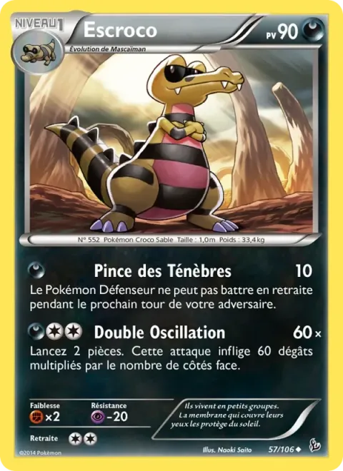 Carte Pokémon Escroco 057/106, extension Étincelles