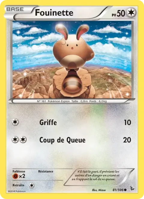 Carte Pokémon Fouinette 081/106, extension Étincelles