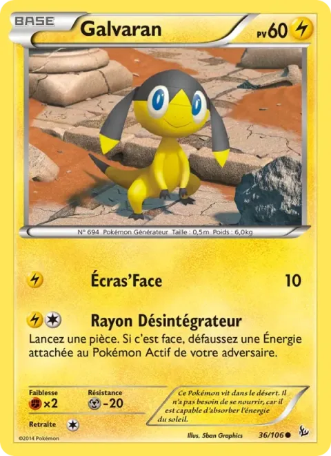 Carte Pokémon Galvaran 036/106, extension Étincelles