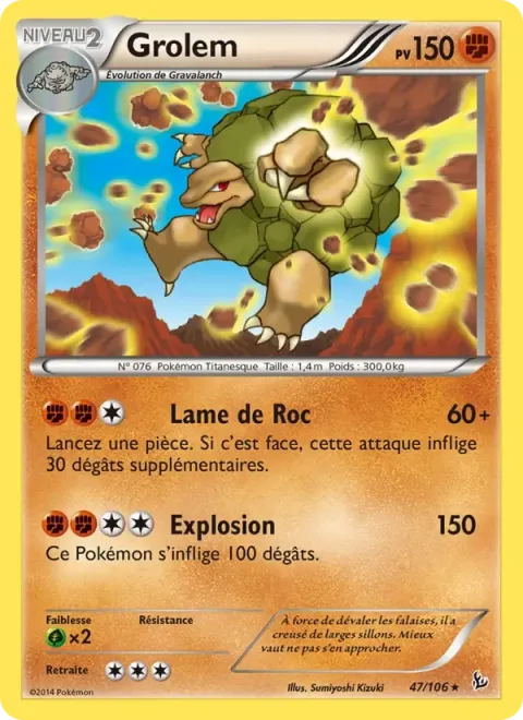 Carte Pokémon Grolem 047/106, extension Étincelles