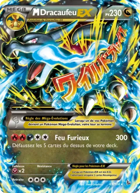 Carte Pokémon M-Dracaufeu EX 069/106, extension Étincelles