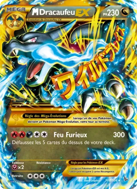 Carte Pokémon M-Dracaufeu EX 108/106, extension Étincelles