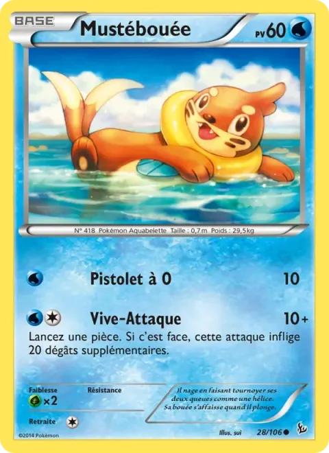 Carte Pokémon Mustébouée 028/106, extension Étincelles