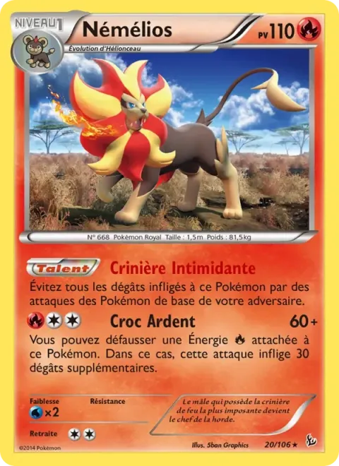 Carte Pokémon Némélios 020/106, extension Étincelles