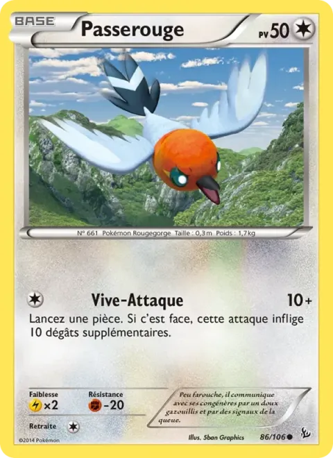 Carte Pokémon Passerouge 086/106, extension Étincelles