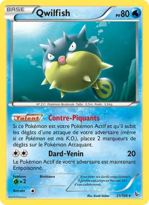 Carte Pokémon Qwilfish 021/106, extension Étincelles