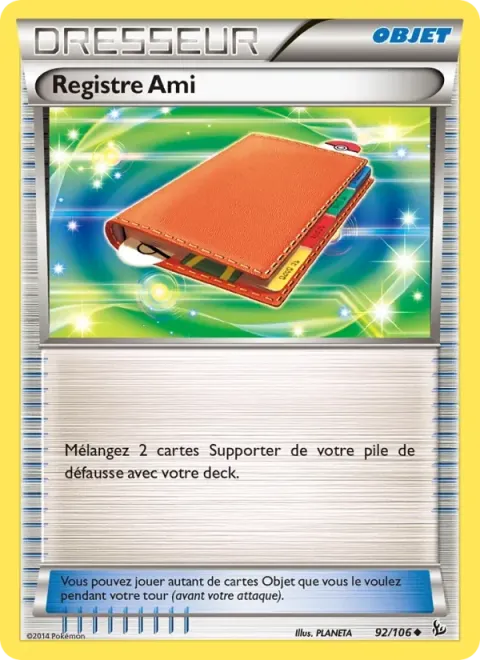 Carte Pokémon Registre Ami 092/106, extension Étincelles