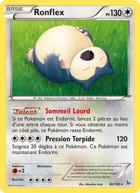 Carte Pokémon Ronflex 080/106, extension Étincelles