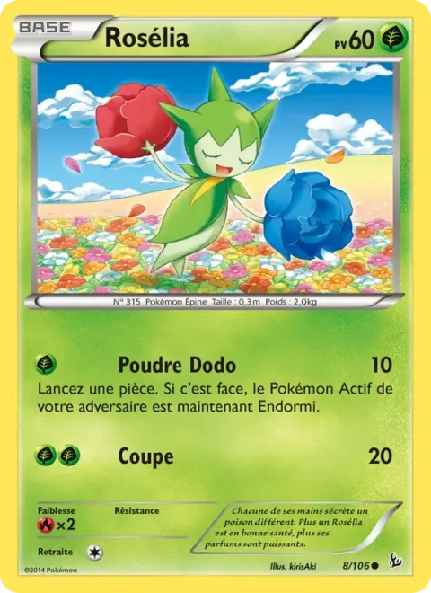 Carte Pokémon Rosélia 008/106, extension Étincelles