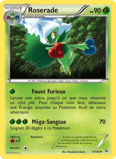 Carte Pokémon Roserade 009/106, extension Étincelles