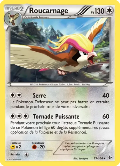 Carte Pokémon Roucarnage 077/106, extension Étincelles