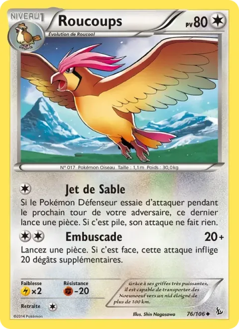 Carte Pokémon Roucoups 076/106, extension Étincelles