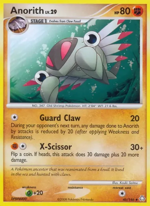 Carte Pokémon Anorith 046/146, extension Éveil des Légendes