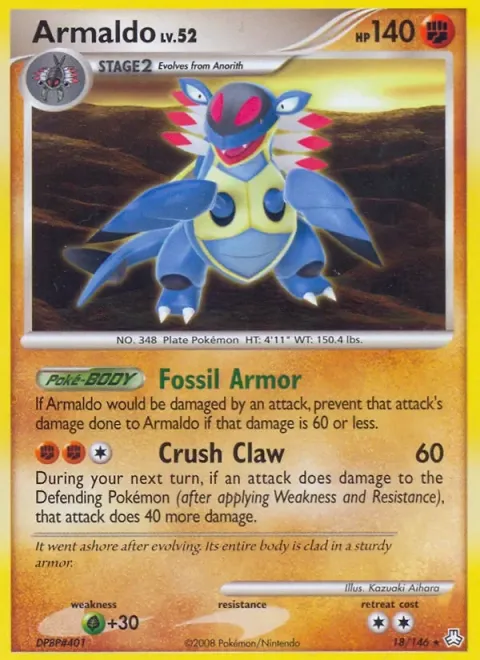 Carte Pokémon Armaldo 018/146, extension Éveil des Légendes