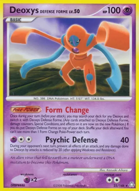 Carte Pokémon Deoxys Forme Défense 025/146, extension Éveil des Légendes