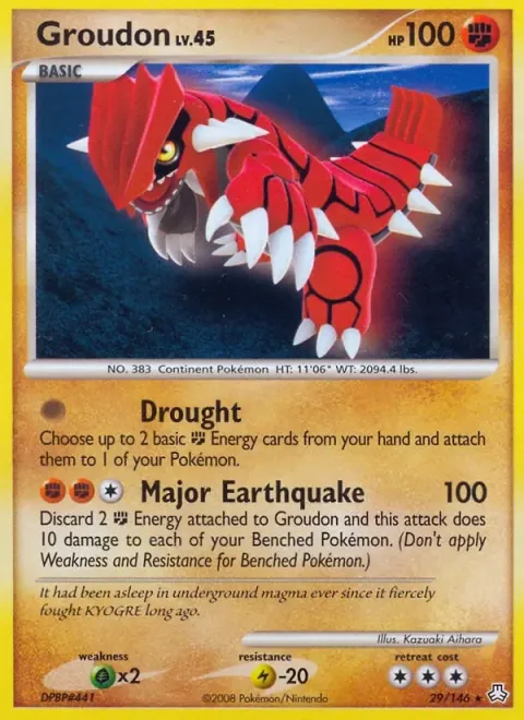 Carte Pokémon Groudon 029/146, extension Éveil des Légendes