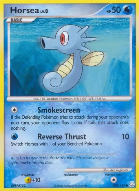 Carte Pokémon Hypotrempe 102/146, extension Éveil des Légendes